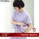 COCOBELLA字母刺繡糖果色圓領(lǐng)短袖T恤女夏簡(jiǎn)約舒適半袖TS532 紫色 M