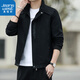 真維斯（Jeanswest）夾克男春秋外套休閑上衣寬松百搭連帽透氣舒適商務(wù)中青年簡(jiǎn)約時(shí)尚 興旺-2110黑色 2XL （140-159斤）