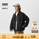 森馬（Semir）森柔牛仔|夾克男復(fù)古牛仔外套春季時(shí)尚繡花工裝寬松翻領(lǐng)上衣 牛仔水洗黑98201 L