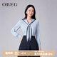 OBEG歐碧倩學(xué)院新復(fù)古回潮海軍領(lǐng)襯衫春設(shè)計(jì)感減齡上衣50481542 星光藍(lán) M /165/38