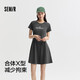 森馬（Semir）【連衣裙合輯】夏天女法式慵懶風裙子復古學院風針織裙雪紡碎花裙 U款插肩袖針織裙-灰色調(diào)00422 L