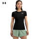 安德瑪（Under Armour）春夏HeatGear OG女子彈性訓練運動(dòng)緊身短袖T恤1387562 黑色001 M
