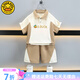 G.DUCKKIDS小黃鴨男童夏季套裝帥氣短袖兒童T恤中小童男孩POLO衫拼色卡通 卡色 90 建議1~2歲【 80-90】cm