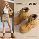 ZHR馬丁靴女英倫風(fēng)短靴戶外登山鞋5.5CM厚底麂皮里工裝靴 IT01黃色37