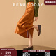 BEAUTODAY法式瑪麗珍鞋女鞋2025夏季新款平底淺口單鞋女真皮芭蕾舞鞋小皮鞋 可可咖 38