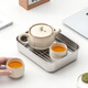 祥業(yè)汝窯創(chuàng  )意工位小茶具套裝年輕人辦公室泡茶盤(pán)喝茶高檔防燙茶壺茶杯 黃汝花意茶壺二杯3件套+網(wǎng)架茶盤(pán)