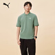 彪馬（PUMA）純色商務(wù)夏季短袖T恤POLO衫男女新款休閑翻領(lǐng)上衣 690644 淺綠灰-44 L (180/100A)