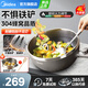 美的（Midea）電炒鍋電蒸鍋電煮鍋電火鍋家用插電鍋一體多功能鍋不粘鍋一體炒菜鍋大容量蜂窩晶盾多用途鍋電熱鍋 4L 家用【不懼鐵鏟】MC-HGS2812