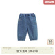 white wheatwhitewheat寶寶2024秋季新款長(zhǎng)褲男孩刺繡純棉褲子女童時(shí)髦牛仔褲 牛仔藍(lán) 90