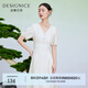 迪賽尼斯（DESIGNICE）新中式裙子夏季新款國風盤扣收腰薄款短袖連衣裙女 奶白 S