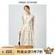 VEGA CHANG無(wú)袖連衣裙女2025年新款夏季田園風(fēng)櫻桃印花收腰顯瘦高級(jí)感背心裙 杏仁白 M