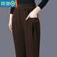 羅蒙（ROMON）新款燈芯絨加厚雪尼爾女士褲子秋冬季中年休閑褲高腰彈力哈倫女褲 咖啡色 4XL 150-170斤