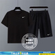 耐克（NIKE）套裝男裝 2025夏季新款運(yùn)動(dòng)服健身訓(xùn)練快干透氣短袖T恤 梭織短褲 熱售/健身跑步運(yùn)動(dòng)2件套/曬圖退10 XL(180)-建議體重160-180斤