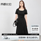 尚都比拉輕熟風(fēng)通勤A字連衣裙女春夏修身顯瘦小黑裙短袖中長(zhǎng)裙 黑色  L 