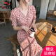AEMAPE碎花連衣裙女2025夏季新款長款修身顯瘦氣質(zhì)雪紡長裙魚尾裙子 花色 M