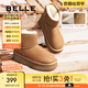 百麗（Belle）君妍同款小暖爐2代厚底雪地靴女棉鞋加絨保暖短靴D1K2DDD4 【吳宣儀同款】棕色 第二代 39 (245mm)
