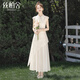 絲柏舍立領(lǐng)連衣裙2026夏裝新款女裝氣質(zhì)刺繡不規則A字中長(cháng)裙