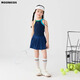 moonkids童裝女童運動套裝裙2025夏季新款兒童網(wǎng)球裙子速干背心薄款兩件套 19136藏青色吊帶+6118藏青色短裙 160 /170 【推薦身高160-175cm】