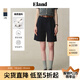 ELAND【公式褲】衣戀短褲女簡約棉感舒適通勤褲子2025夏季新款 藏青色(59)Navy-A款EETHF24E01 S /160
