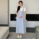 愛(ài)莉安娜孕婦夏季新款連衣裙時(shí)尚條紋背帶連衣裙短袖T恤甜美顯瘦 藍(lán)色背心裙 L