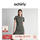 歐時(shí)力OCHIRLY 抽褶短袖連衣裙修身透氣顯瘦小黑裙潮流女春夏季 軍綠 M
