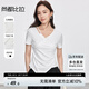 尚都比拉設計感含棉T恤女夏季不規則鏤空領(lǐng)短袖白色內搭上衣 白色  L 