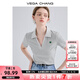 VEGA CHANGVEGA CHANG愛心針織t恤女2025夏款設(shè)計感polo領(lǐng)法式短袖提花上衣 鴿羽灰 M
