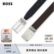 BOSS【七夕節(jié)禮物】男士2025夏季新款針扣加牌扣雙面皮革腰帶 002-黑色 EU:ONESI