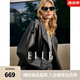 ELLE黑色高級感寬松西裝領(lǐng)皮衣女2024冬季新款機車風(fēng)小眾上衣外套 黑色 L