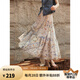 ELLE復(fù)古度假風(fēng)半身裙女2025夏季新款波嬉印花高腰顯瘦傘裙蛋糕裙 黃花 L