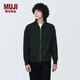 無印良品（MUJI）男式 可水洗 棱紋編織 拉鏈開衫 短外套 男士毛衣男款 AA0QFA4S 黑色 L (175/100A)