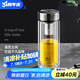 萬(wàn)象（WANXIANG）雙層玻璃杯大容量高顏值簡(jiǎn)約商務(wù)泡茶杯帶蓋高硼硅玻璃杯車載便攜 V48RL-鈦銀色 370ml