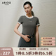艾諾絲雅詩【商場同款】2025夏季新品休閑短袖字母圓領(lǐng)T恤上衣女40516125 煙草灰 S
