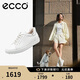 愛步（ECCO） 夏季牛皮系帶休閑板鞋 柔酷7號女鞋470843 白色/銀色37