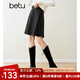 百圖betu女裝冬季新款半身裙高腰小個(gè)子毛呢格紋半裙女2311T83 深灰 M