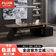 福錦（FUJIN）高檔大氣輕奢老板桌簡約現(xiàn)代氛圍燈總裁桌辦公室領(lǐng)導(dǎo)辦公桌椅組合 老板桌【定制尺寸】