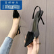 昌祥回力2025春夏季新款女鞋性感后空高跟鞋細(xì)跟尖頭氣質(zhì)單鞋法式包頭涼鞋 黑色 37