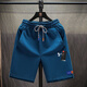 安德瑪刺繡logo男士夏季運動(dòng)短褲純棉針織藍色五分褲寬松大碼休閑男褲潮 藍色 XL 建議體重130-150斤