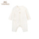 英氏（YEEHOO）【環(huán)保有機棉】嬰兒衣服男寶寶和服哈衣女寶寶連體衣 原色52CM