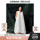 UR2025夏季新款女裝度假風(fēng)腰帶V領(lǐng)無袖連衣裙UWH750040 本白 M