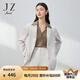 玖姿（JUZUI）職業(yè)翻領(lǐng)西裝女裝春款休閑通勤OL風(fēng)外套純色 白灰 2XL