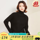 金菊【多色可選】綿羊毛100%純色自由領(lǐng)毛衣秋冬新款針織衫女式羊毛衫 黑色 M (160/84A)