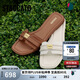 思加圖夏季瑪雅風(fēng)跡拖鞋一字拖平底鞋涼拖鞋女EEQ06BT4 西部咖棕 35
