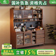 小木窩餐邊柜 實木餐邊柜靠墻一體餐廳柜置物柜家用茶水柜廚房儲物柜 胡桃色 1.2米餐邊柜