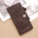 男士錢(qián)包長(cháng)款年輕人潮流磨砂真皮質(zhì)感復古拉鏈搭扣防消磁卡包票夾 咖色 質(zhì)保5年超耐用