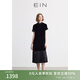 EIN言輕禮服新中式立領(lǐng)流光絲絨花邊拼接旗袍連衣裙 2025夏新款 石墨黑 L