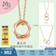 周生生雙環(huán)K金項鏈 18K紅色黃金雙圓環(huán)相扣吊墜配鏈款 91873U定價 47厘米