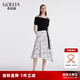 歌莉婭中長款半身裙女2024夏季新款原創(chuàng)設計A型半截裙1C5C2B250 91D黑白線條鳶尾花印花 XXS