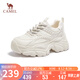 駱駝（CAMEL）老爹鞋女運動拼接鞋面厚底休閑鞋 L24S283622 米色（四季款） 38