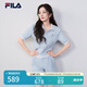 FILA 楊冪同款|斐樂官方女裝針織POLO2025夏季新款時(shí)尚優(yōu)雅寬松短袖 冰心藍(lán)-LB M 165/84A/M